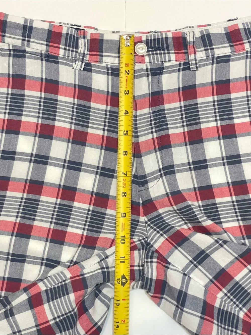 Polo Ralph Lauren Men's Plaid Cotton Chino Shorts Red White Blue Size 34